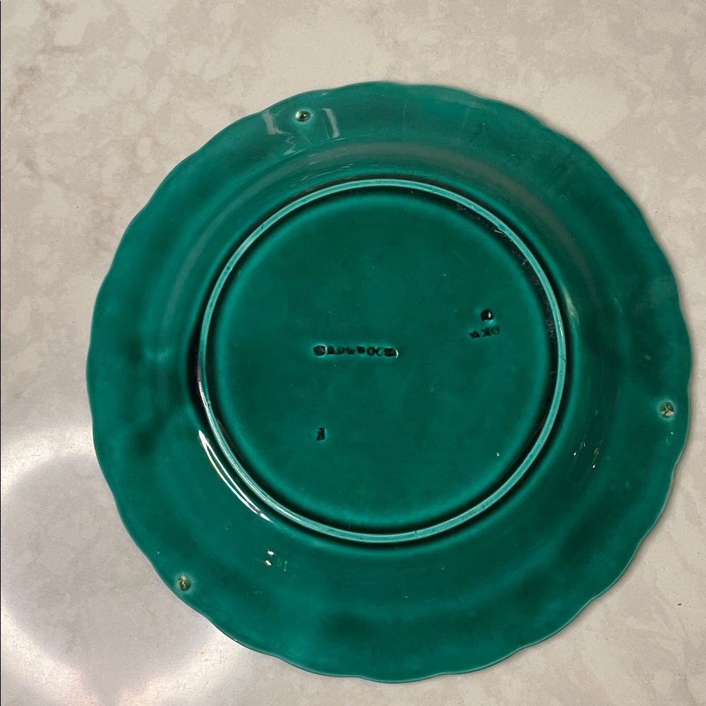 Antique Wedgewood Green Majolica  Sunflower 8.5” Salad Plate circa 1880’s - Picture 2 of 6